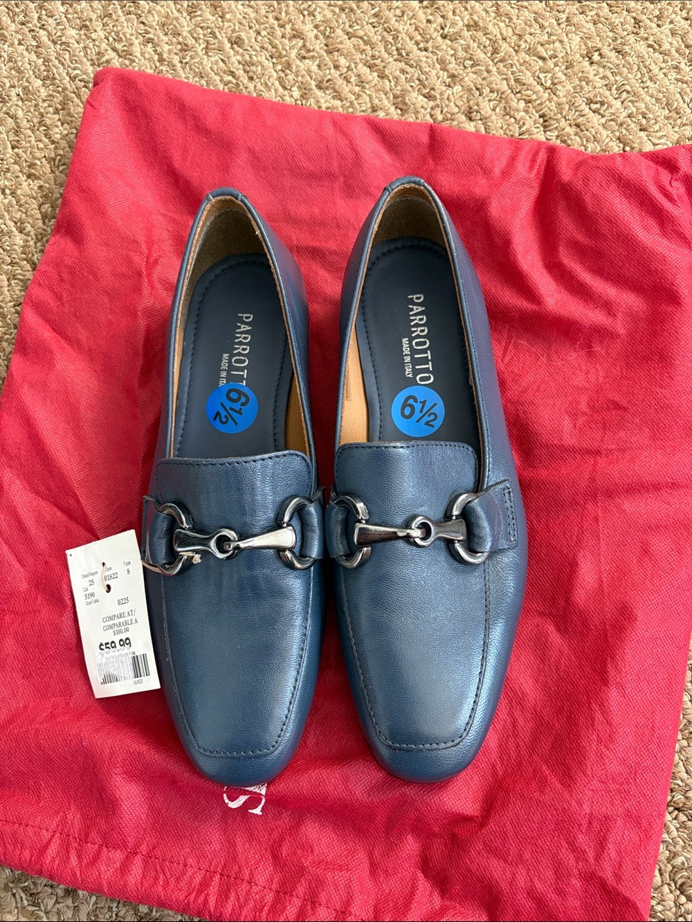Parrot Women's Navy Blue Leather Bit-Detail Loafers